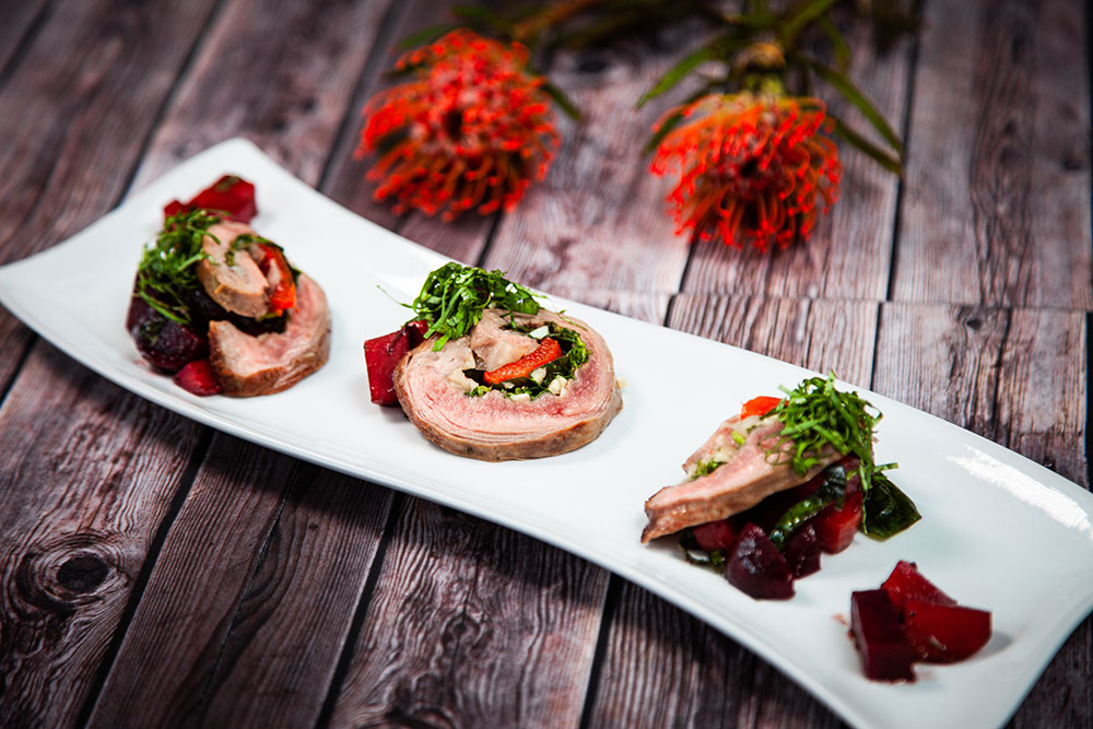 Stuffed Flank Steak and Beet Salad