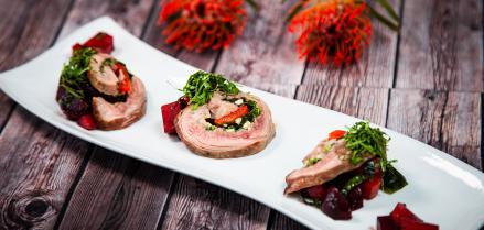 Stuffed Flank Steak and Beet Salad